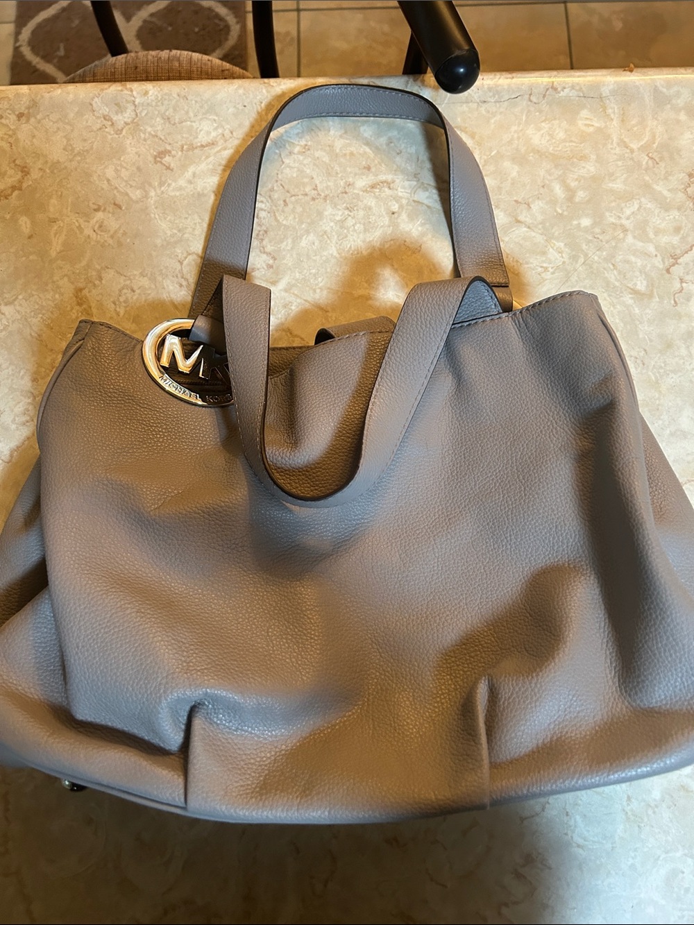MICHAEL Michael Kors Taupe Leather Tote with MK Charm